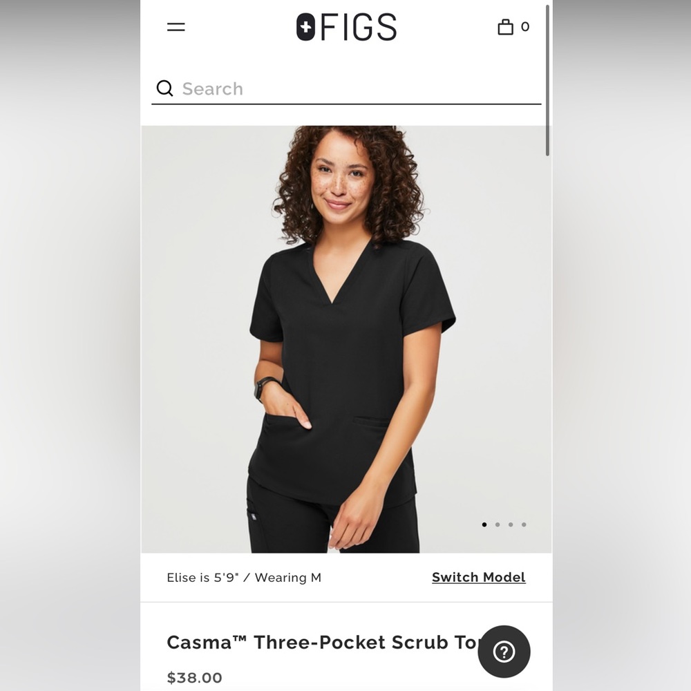 Figs black scrub top XS. Brand new